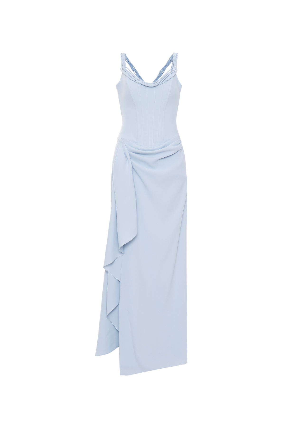 Vestido Longo Crepe Corpo Estruturado