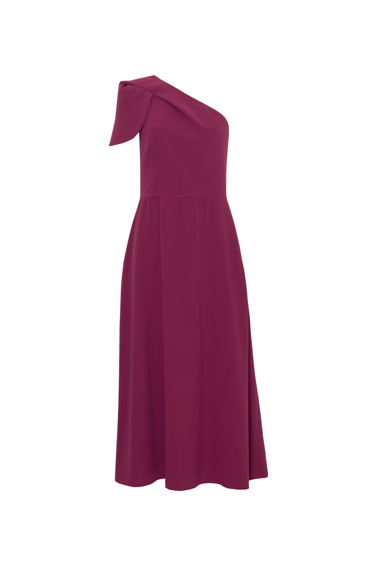 Vestido Mídi Ombro Único E Manga