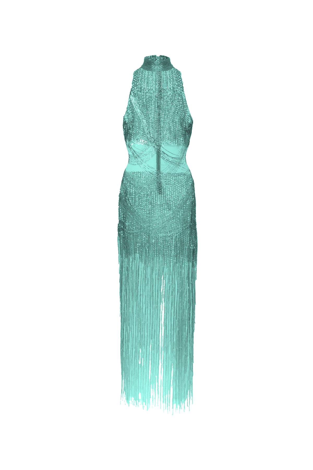Vestido Bordado Gola Alta