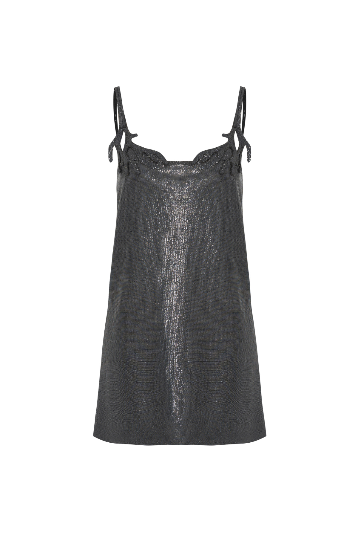 Vestido Mini Lamê Com Detalhe De Coral