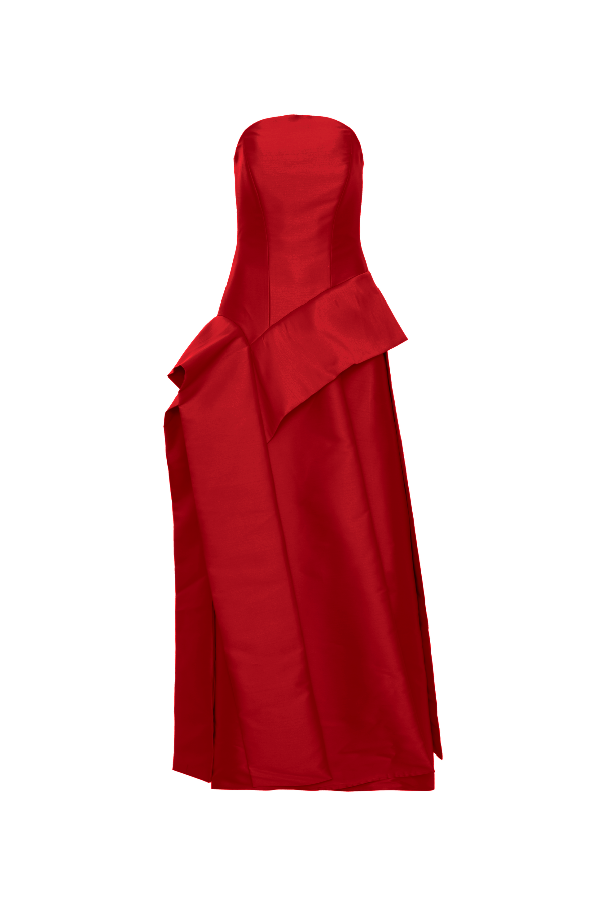 Vestido Longo Sem Alças Decote Abaulado Saia Camadas