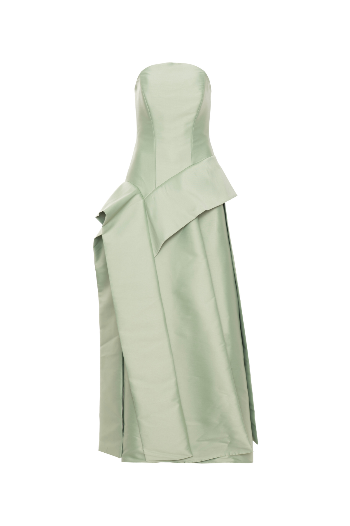 Vestido Longo Sem Alças Decote Abaulado Saia Camadas