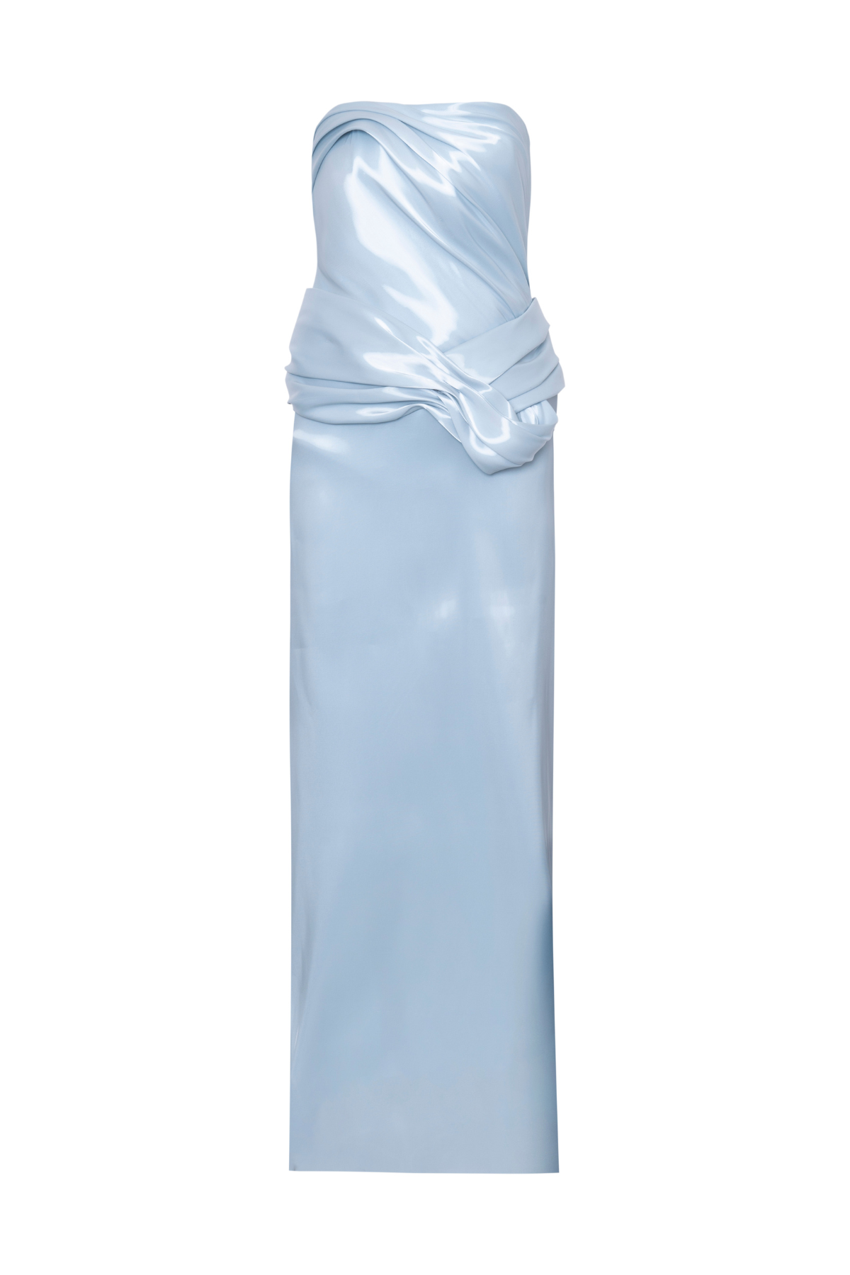 Vestido Longo Sem Alças Tecido Liquid