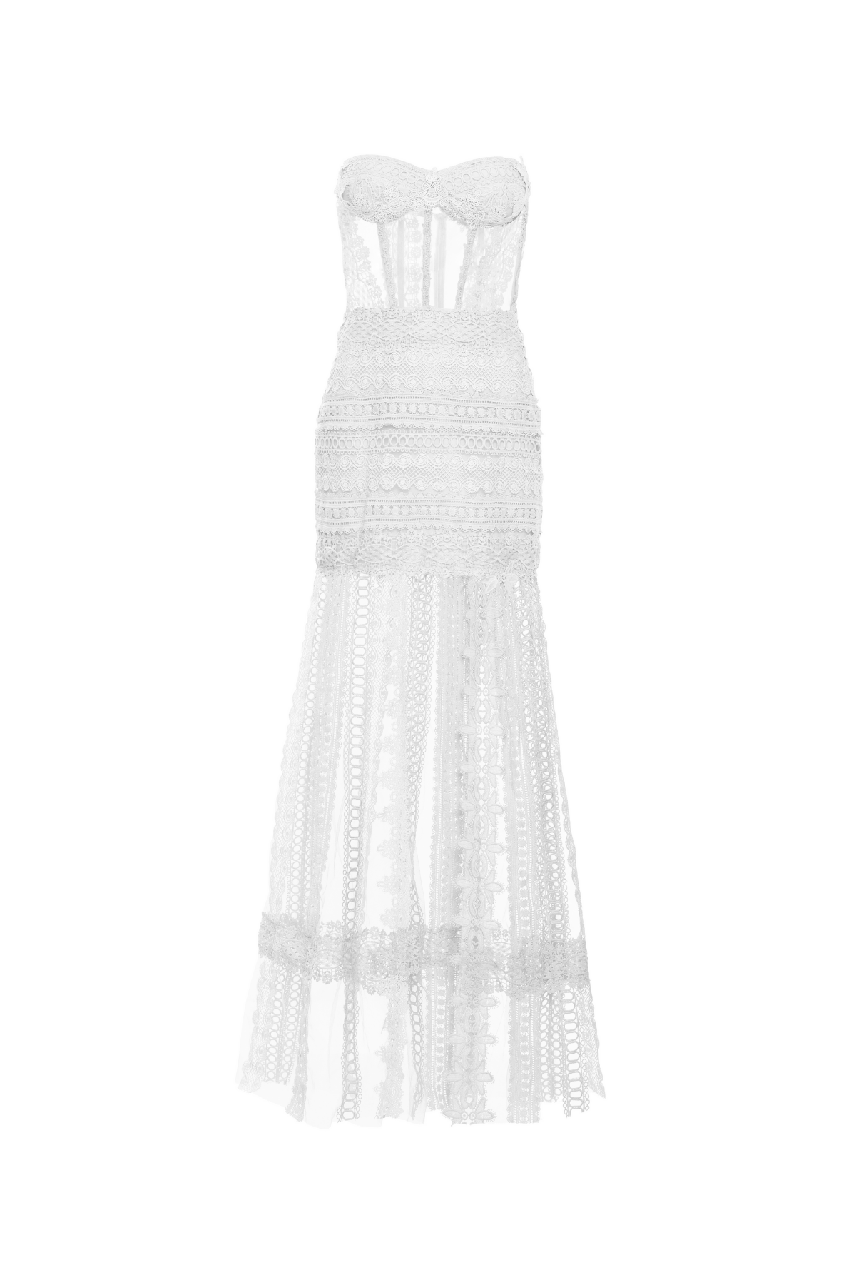 Vestido Longo Patchwork Rendas