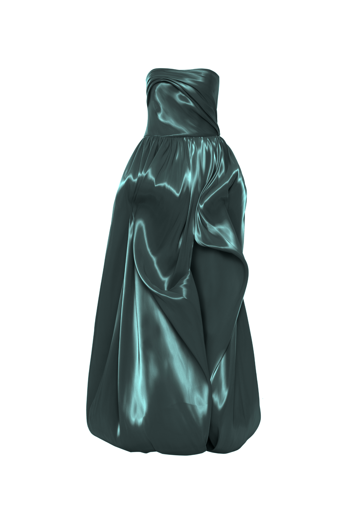 Vestido Longo Corselet E Saia Balonê Com Fenda