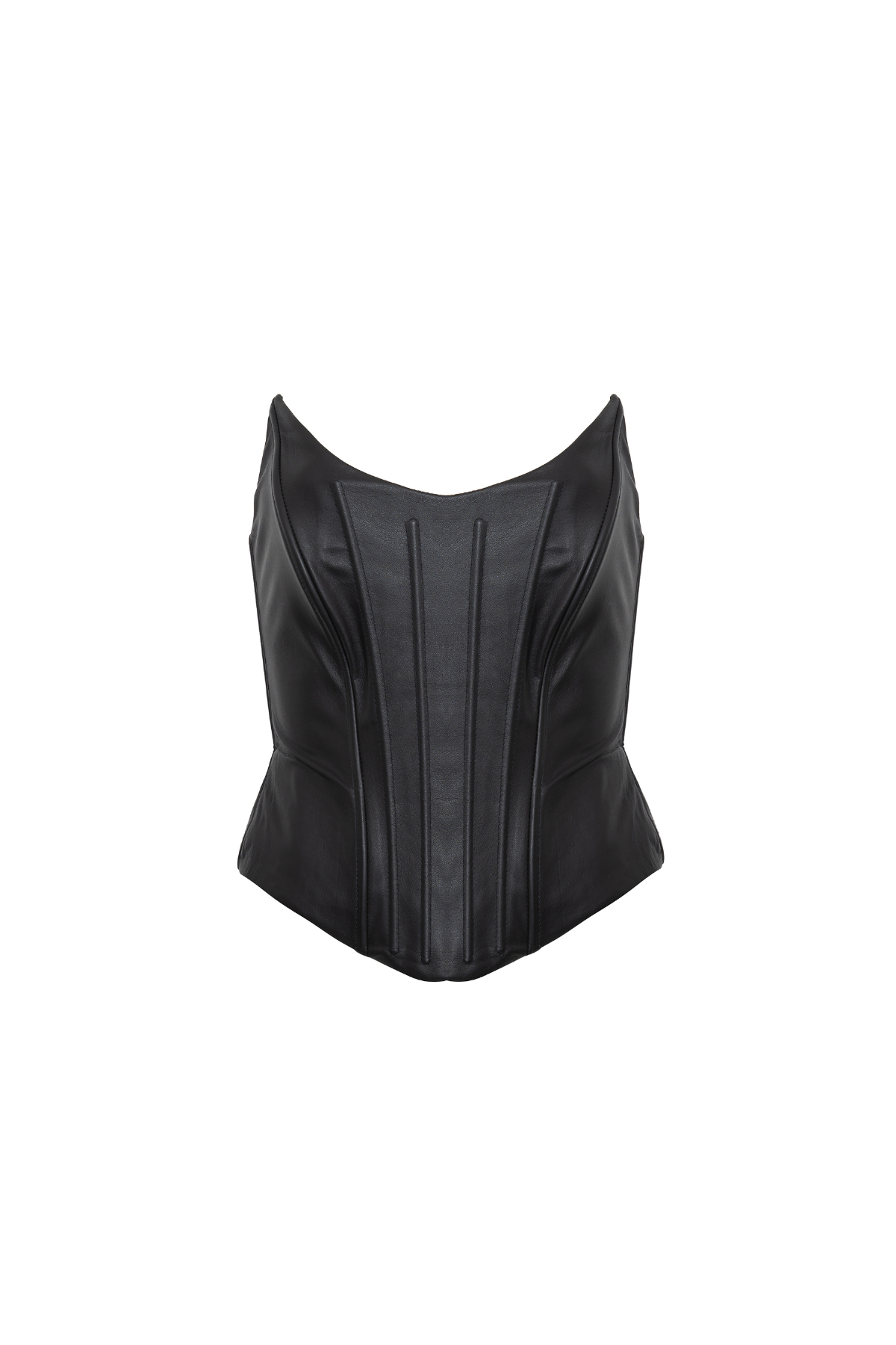 Corselet Peplum Couro Natural