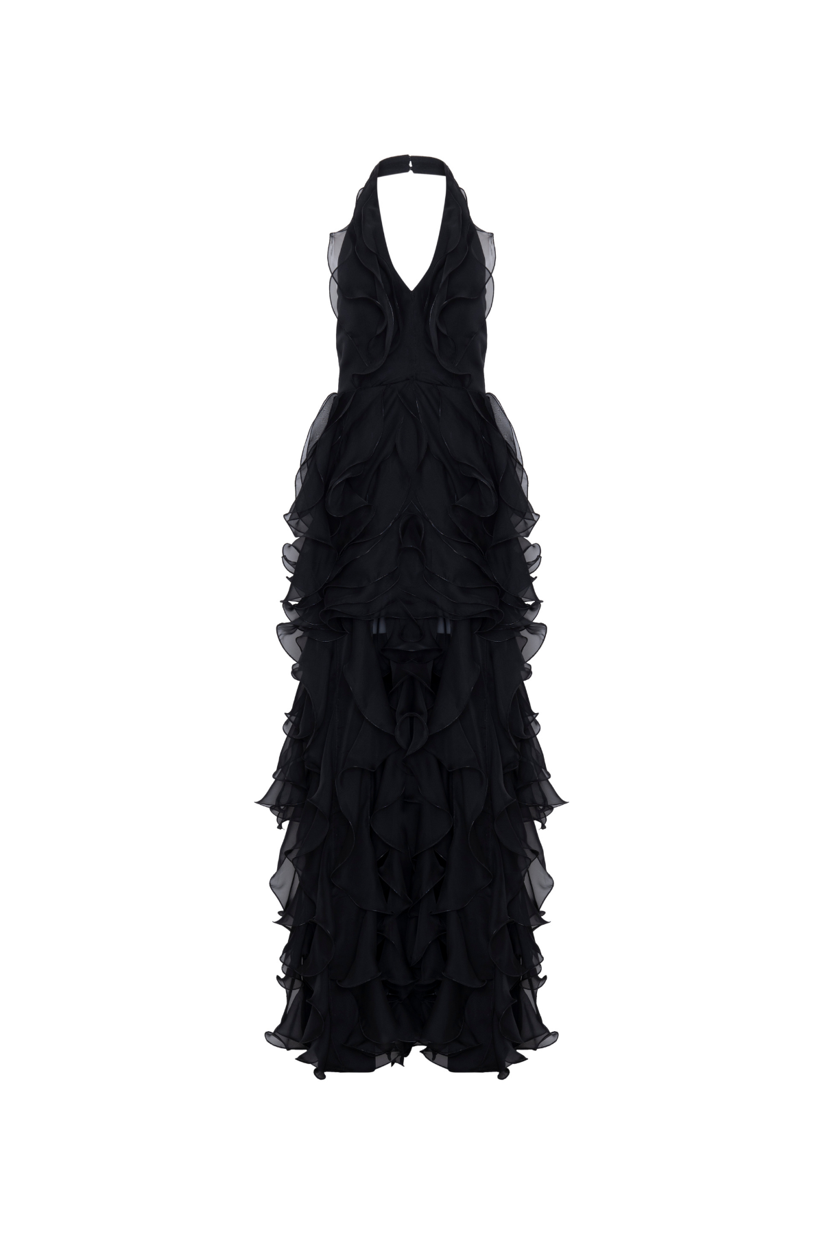 Vestido Longo Frente Única Babados Jabô