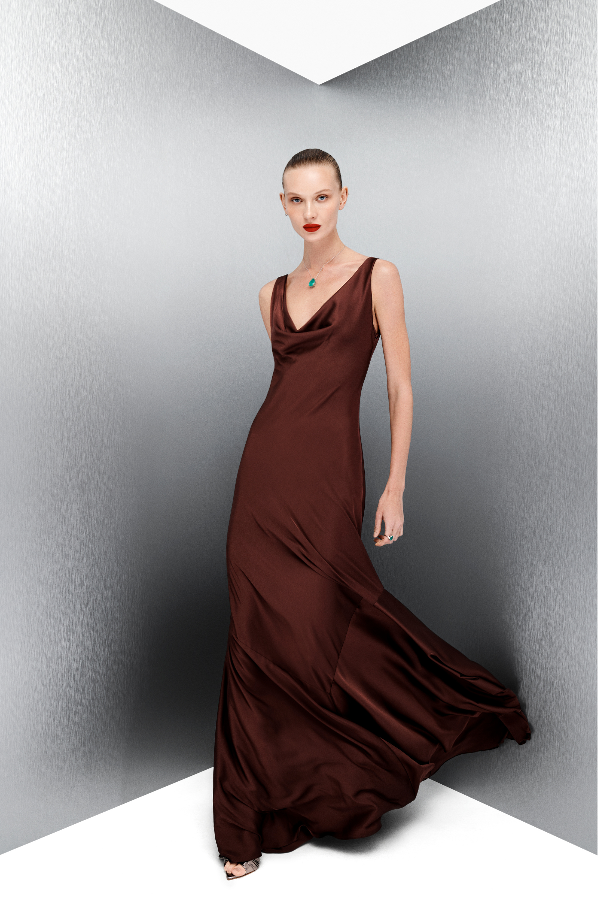 Vestido Slip Dress Cetim Lanvin