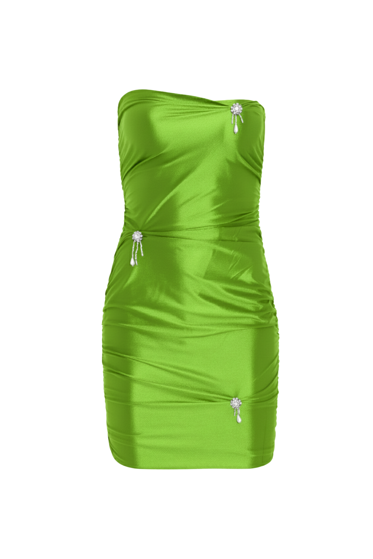 Vestido Curto Drapeado Bordado Joias