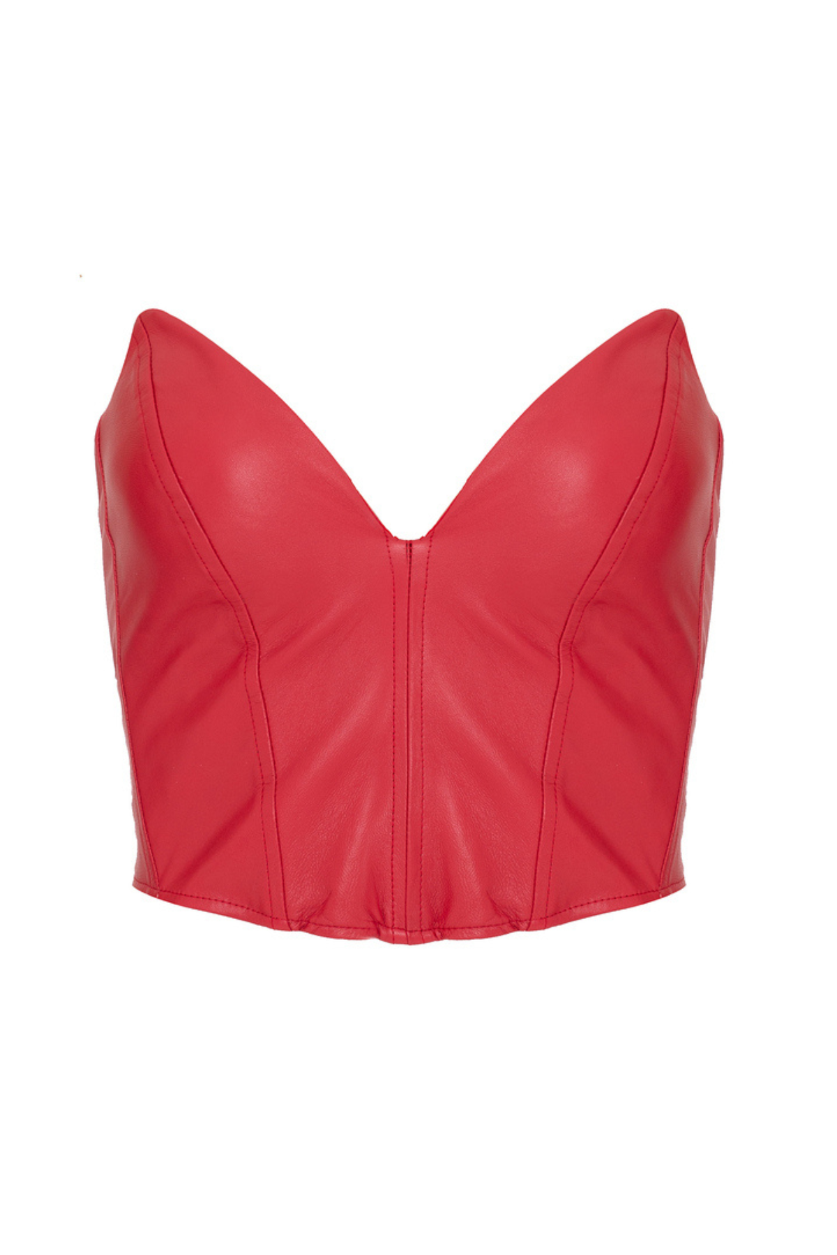 Corselet Couro Decote Em V