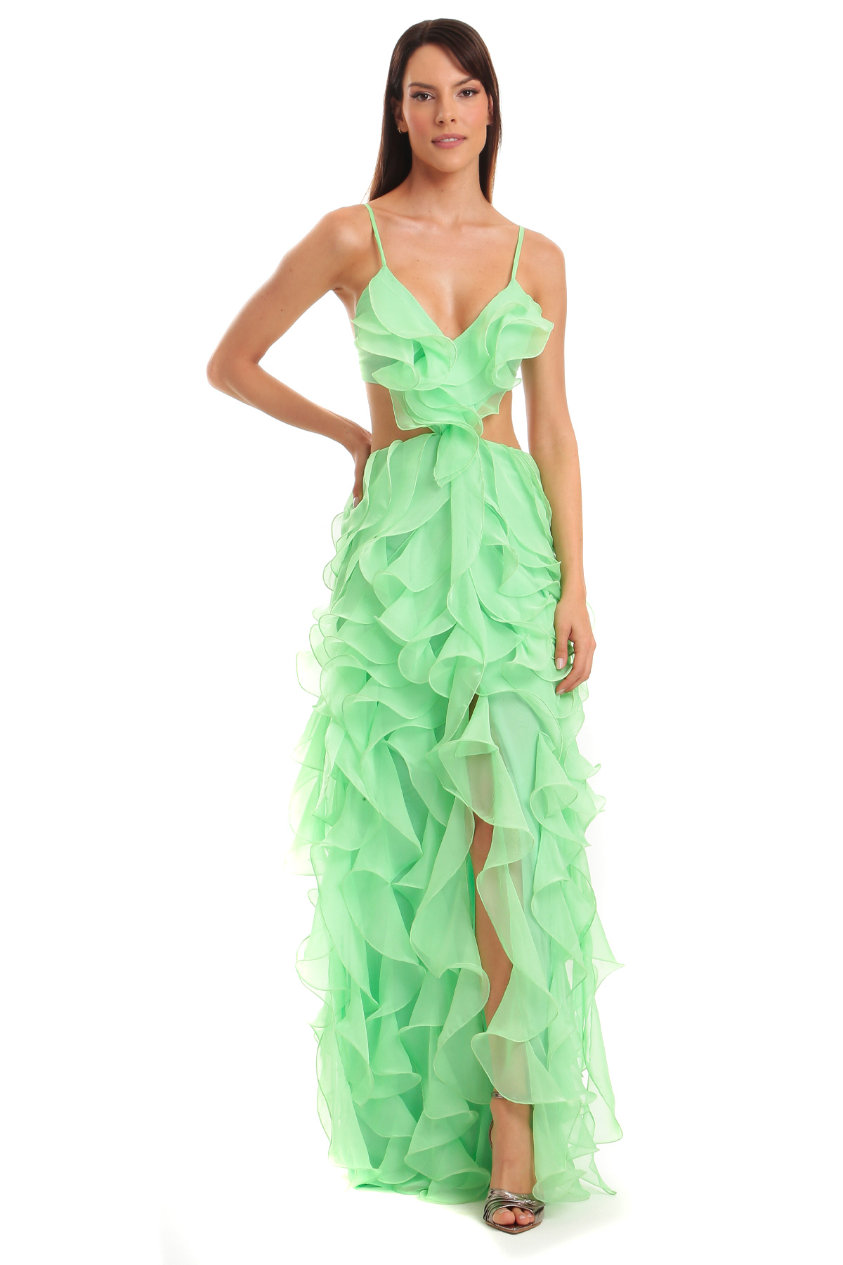 Vestido Longo Babados em Jabô