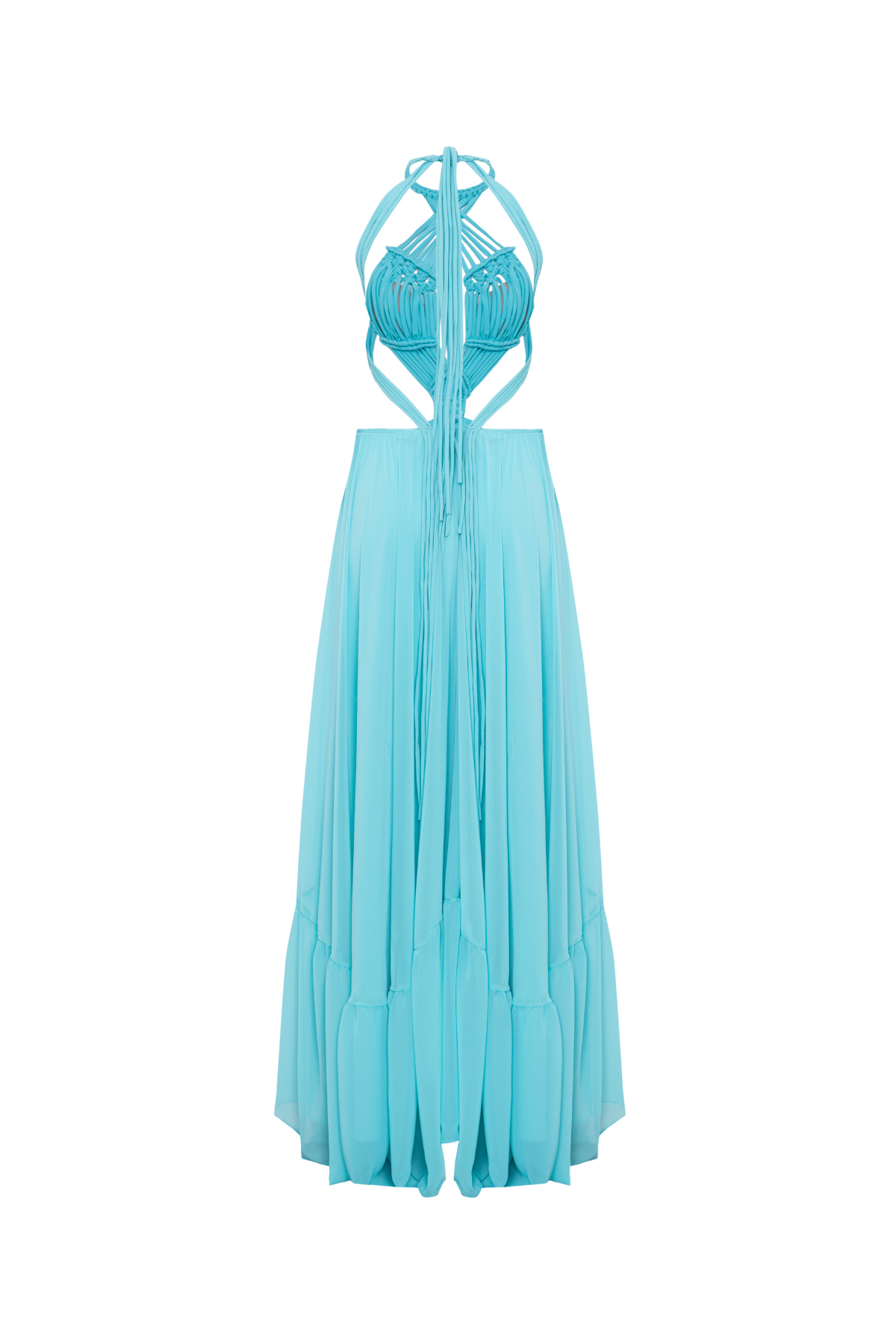 Vestido Macramê Com Babado