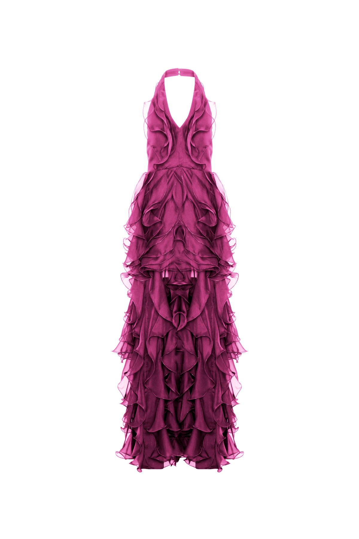 Vestido Longo Frente Única Babados Jabô