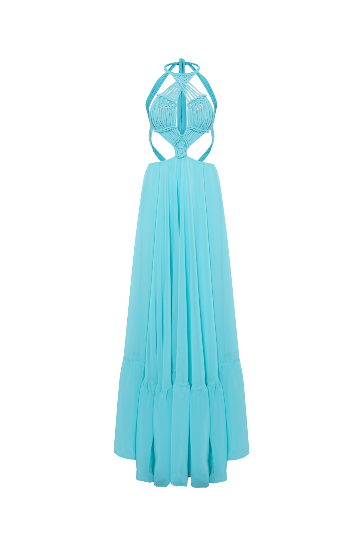 Vestido Macramê Com Babado