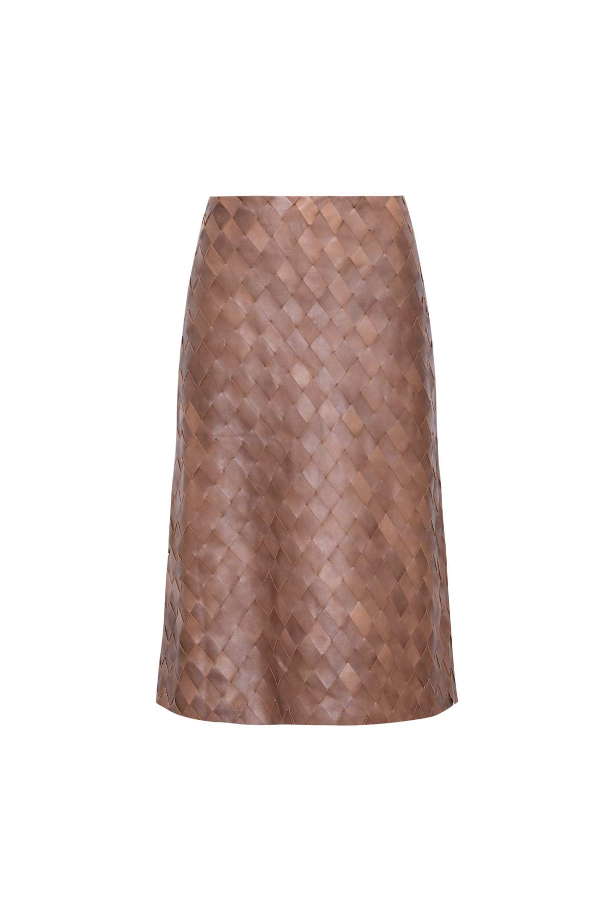 Saia Tressê Couro Natural Mídi Evasê