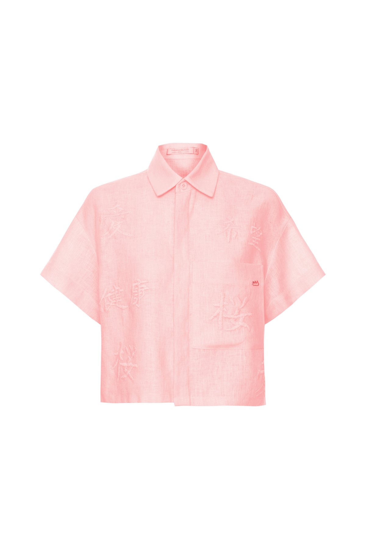 Camisa Linho Bordado Ideogramas