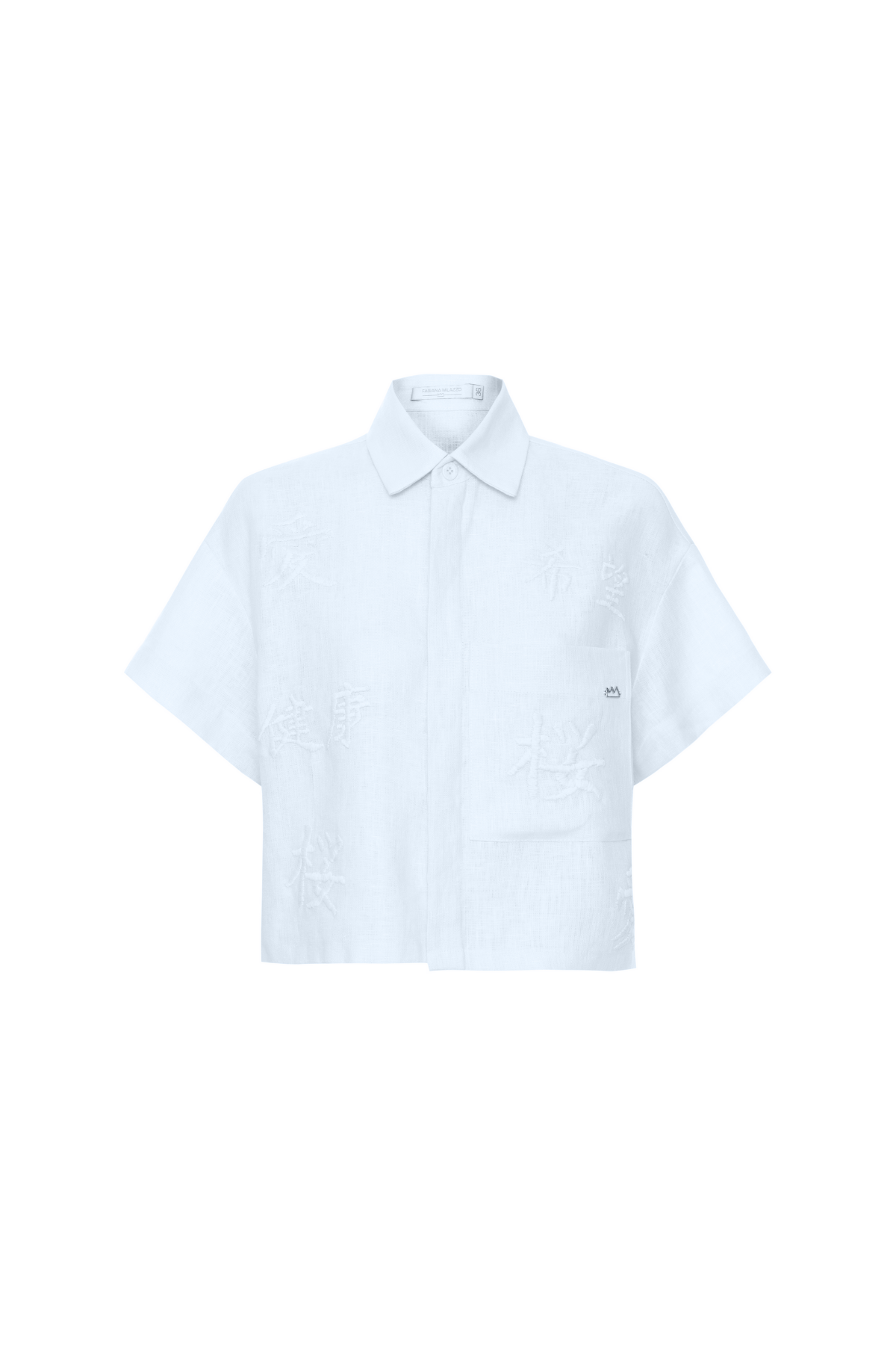 Camisa Linho Bordado Ideogramas