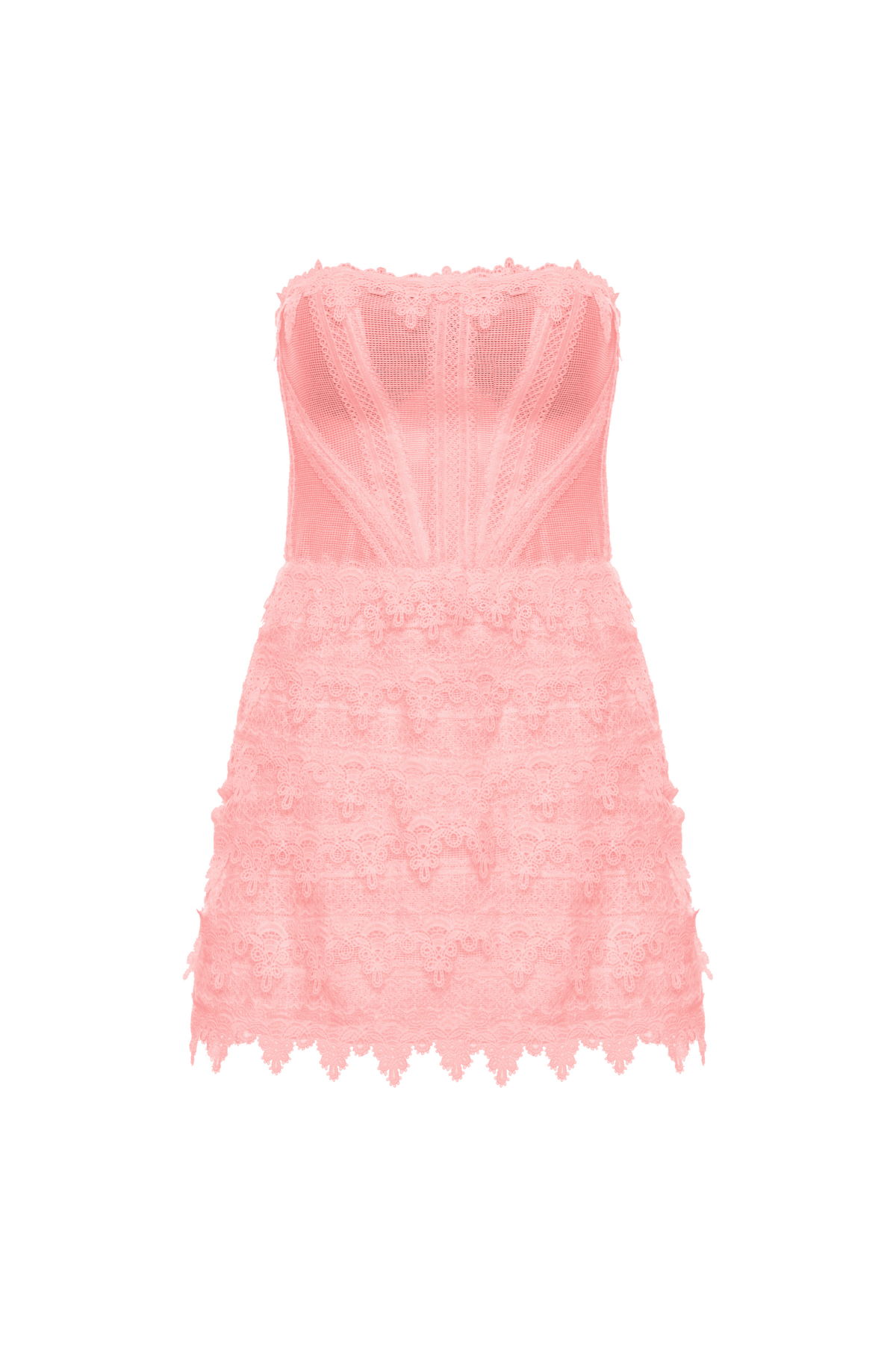 Vestido Curto Sem Alças Patchwork Rendas