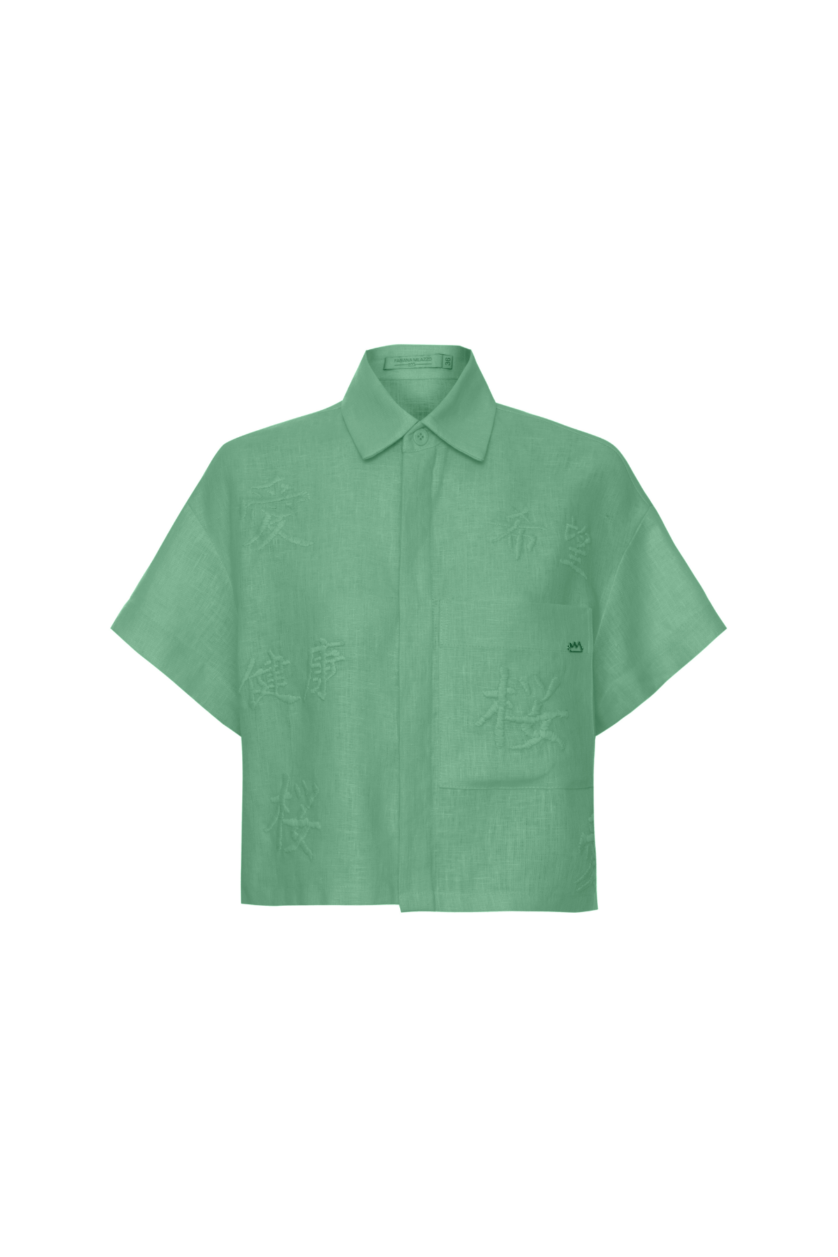 Camisa Linho Bordado Ideogramas