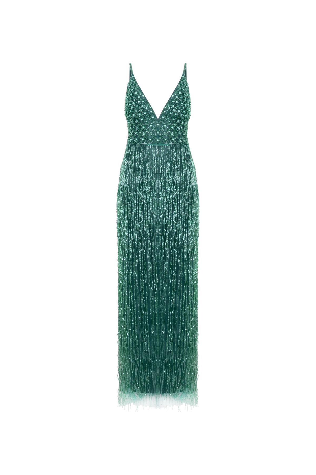 Vestido Longo Bordado E Decote Em V