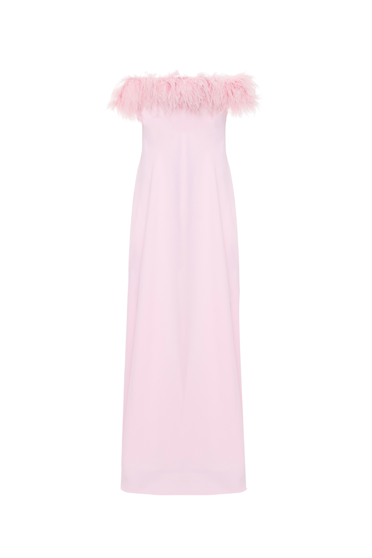 Vestido Longo Ombro A Ombro Plumas