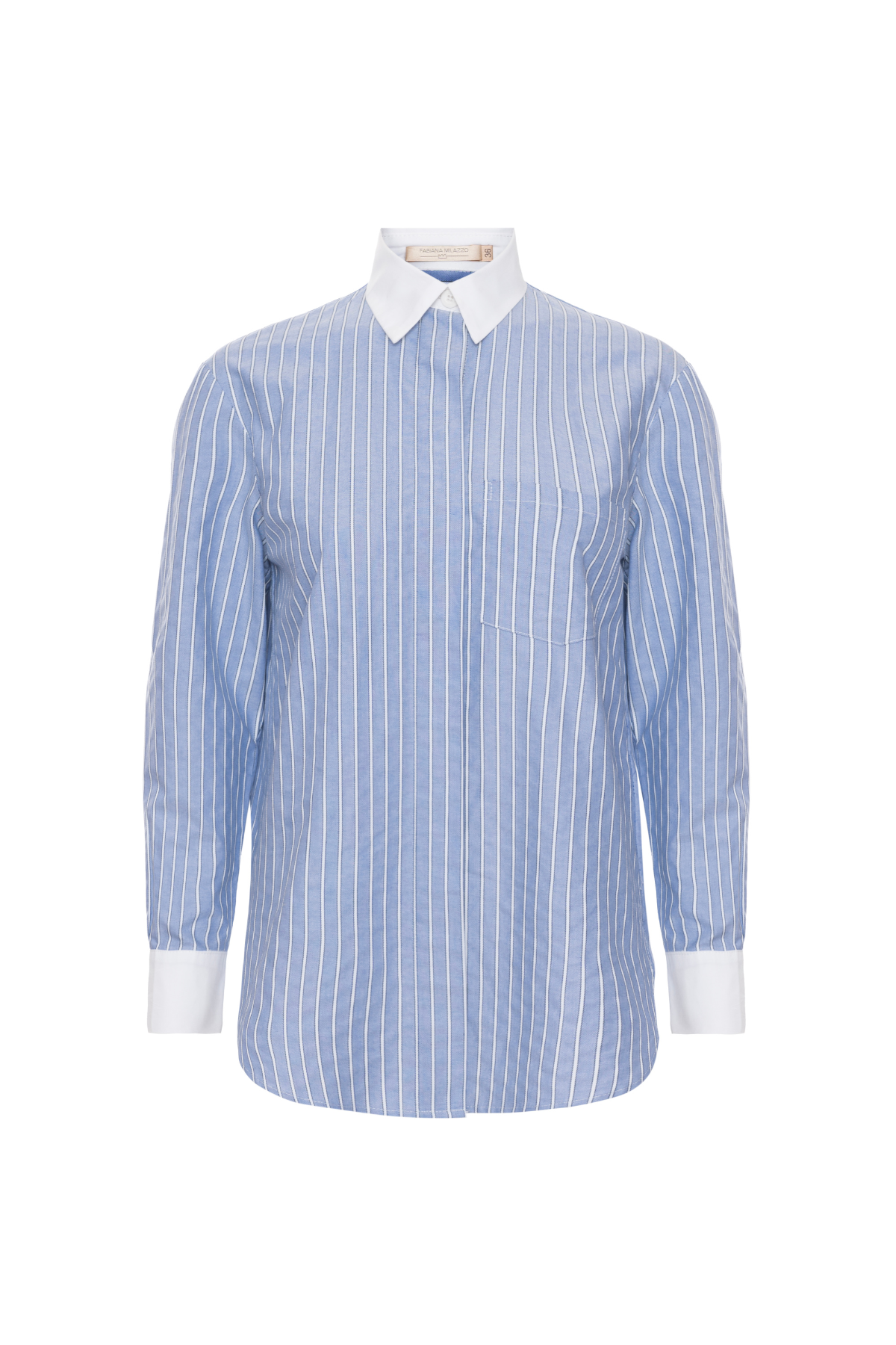 Camisa Listras Gola E Punhos Brancos