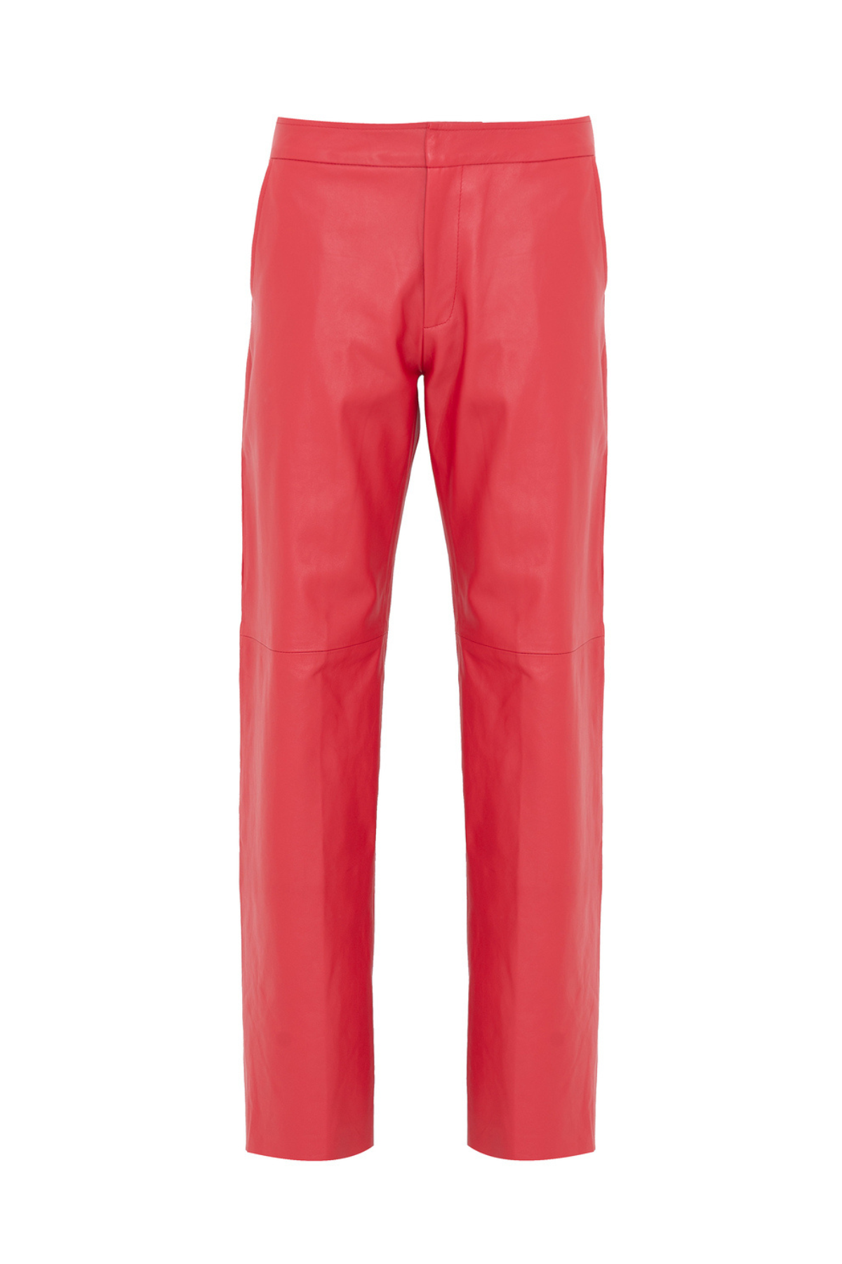 Calça Couro Modelagem Reta Cós Baixo