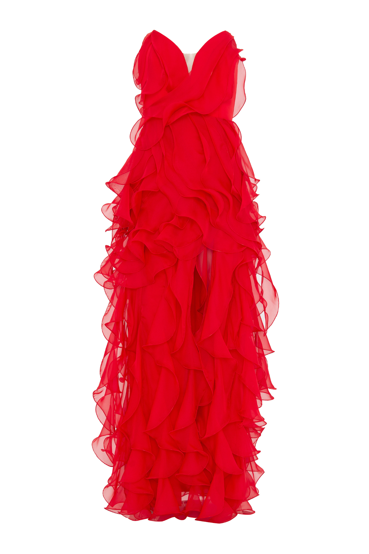 Vestido Longo Sem Alças Em Jabô