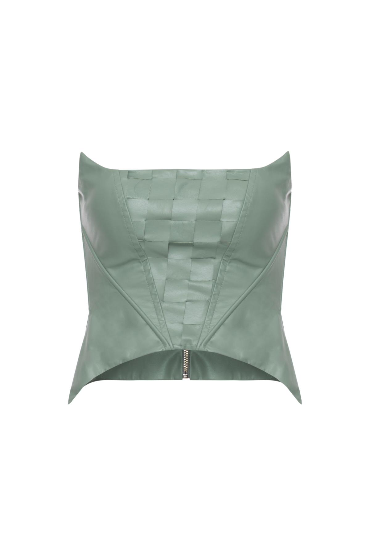 Corset Couro Decote Reto