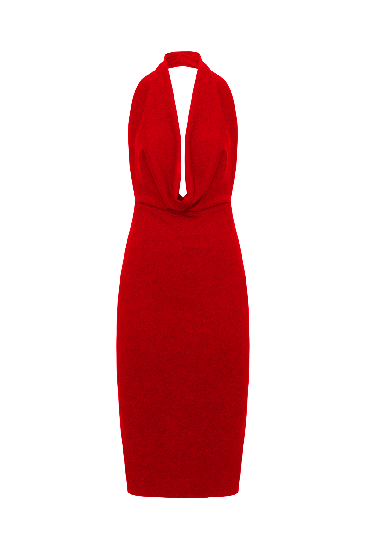 Vestido Midi Decotado Frente Única