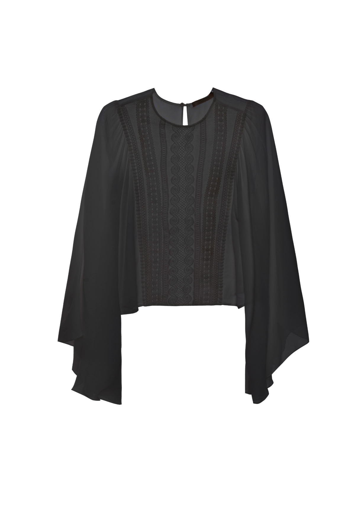 Blusa Georgette Patchwork Tela Rendada