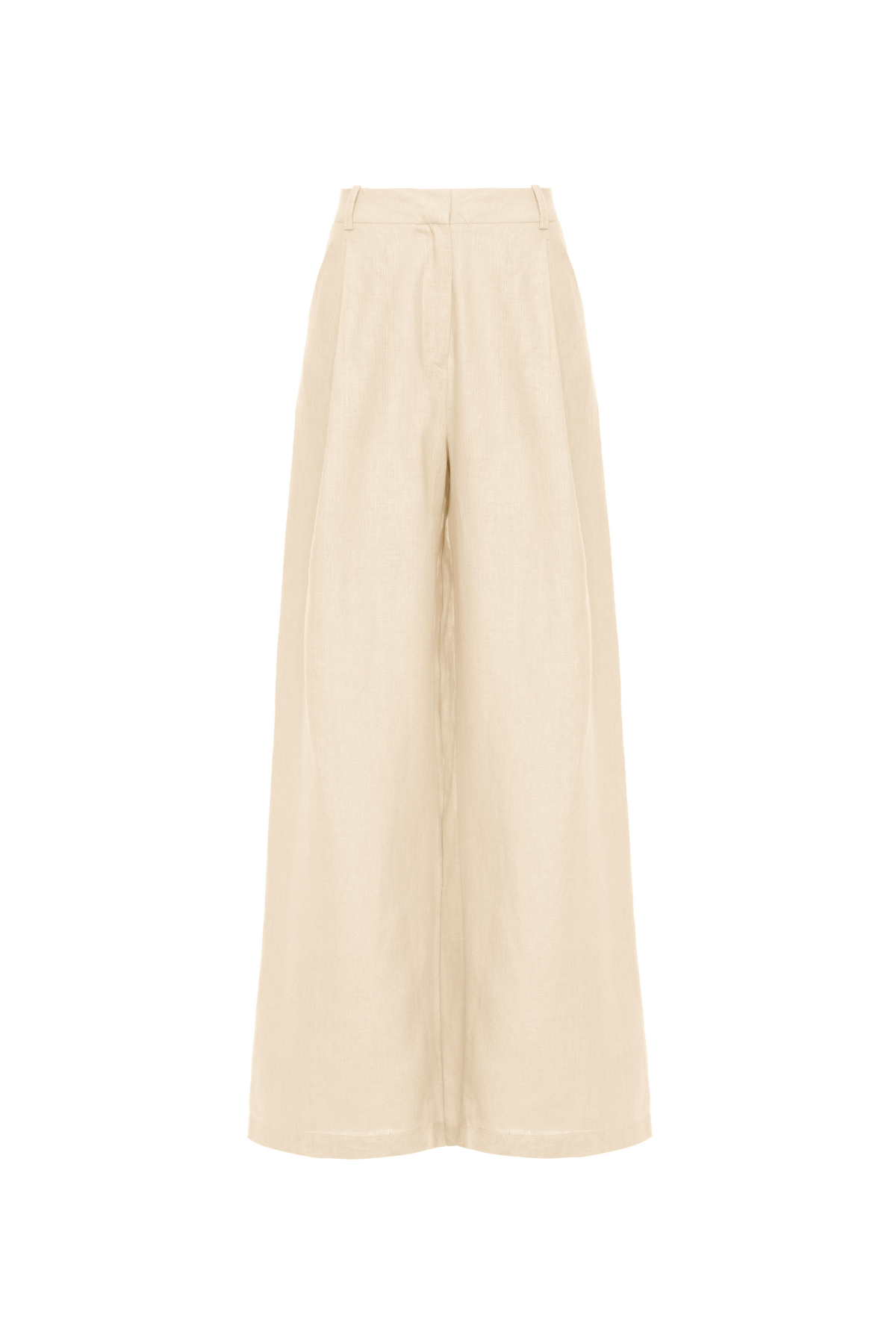 Calça Linho Cintura Alta E Pregas Frontais