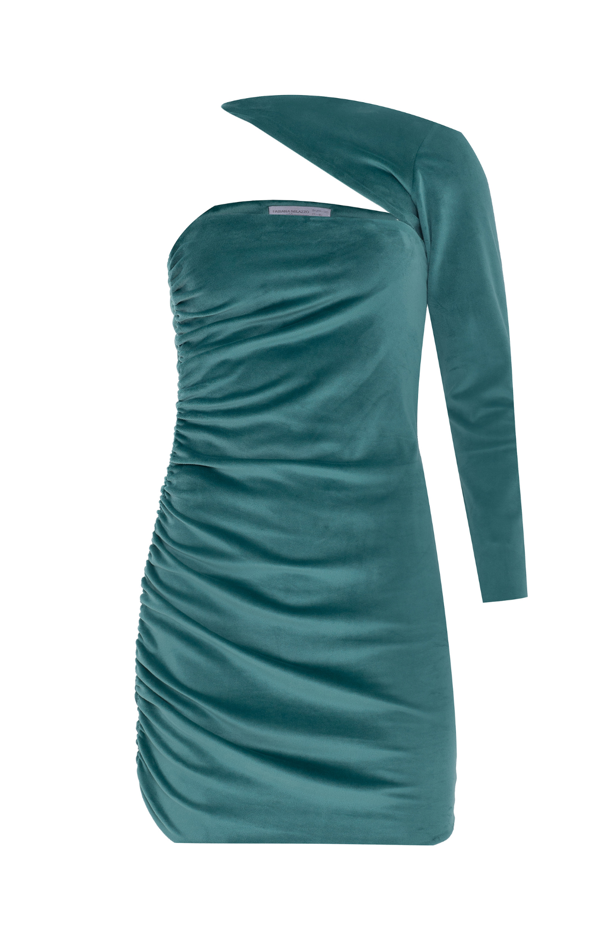 Vestido Veludo Curto Uma Manga Só.