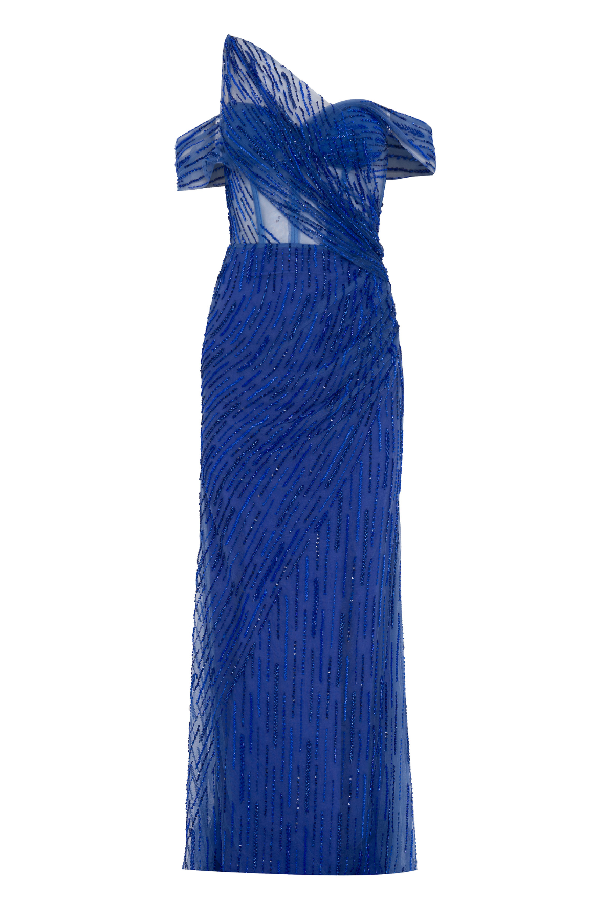 Vestido Longo Ombro Só Tule Bordado