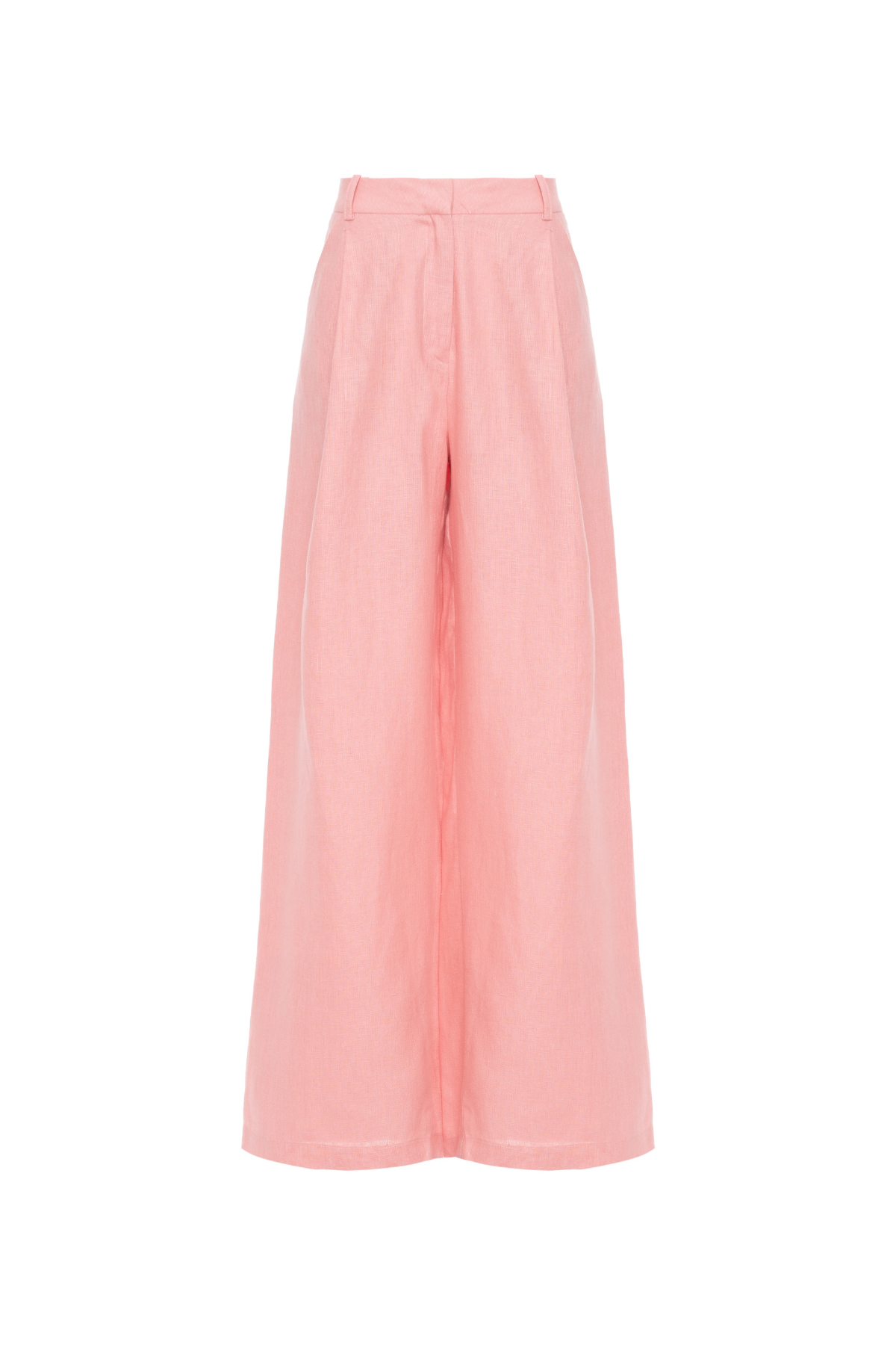 Calça Linho Cintura Alta E Pregas Frontais