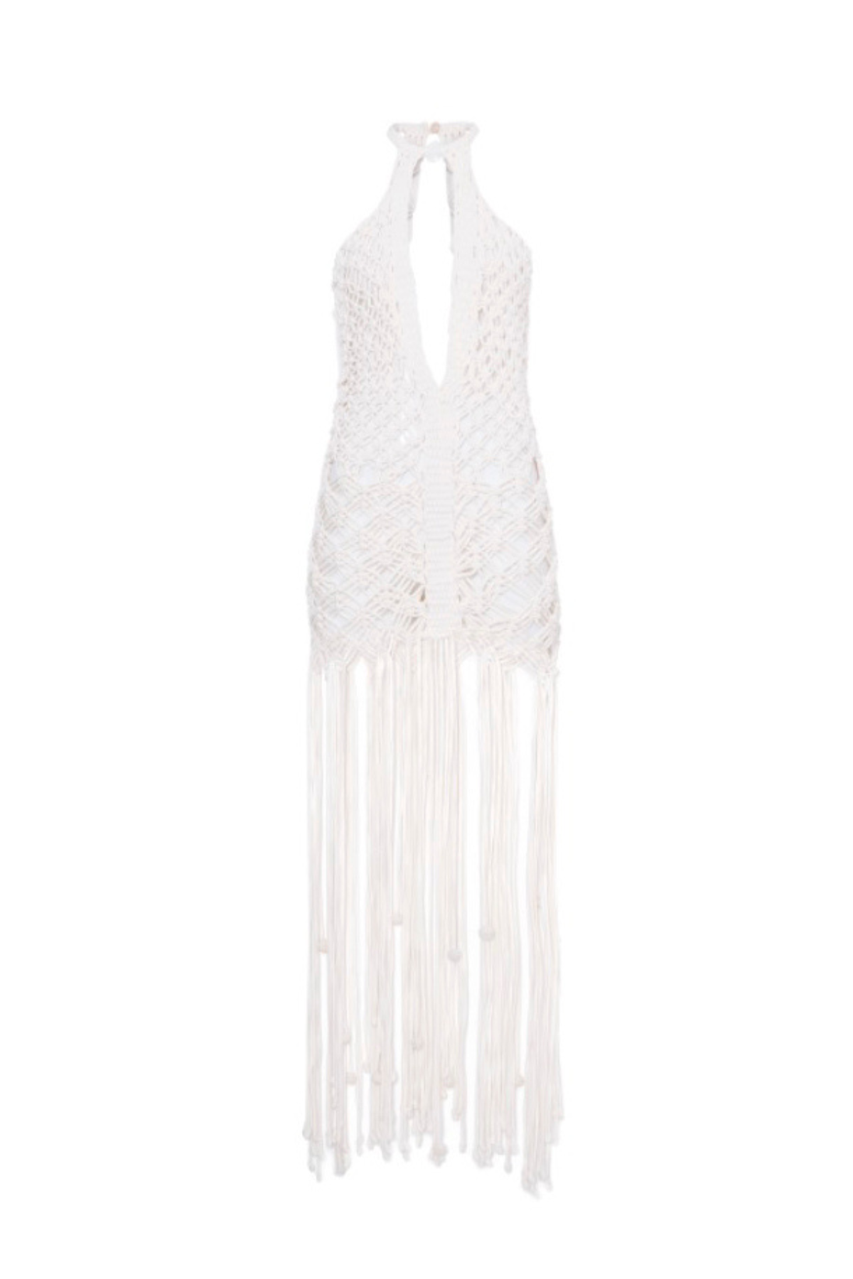Vestido Longo Macramê Decotado