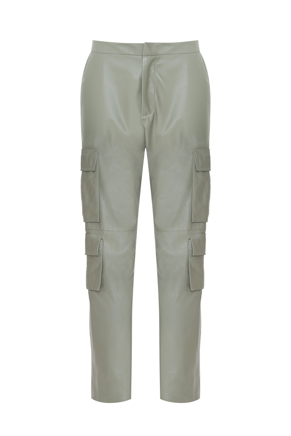 Calça Cargo de Couro Cós Alto