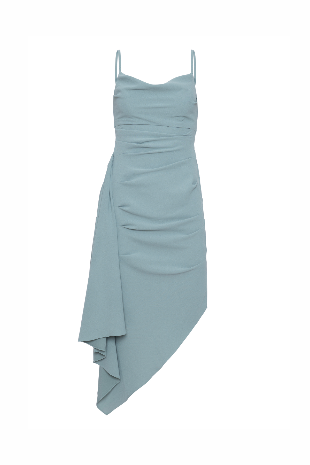 Vestido Alças Finas Viés Assimétrico