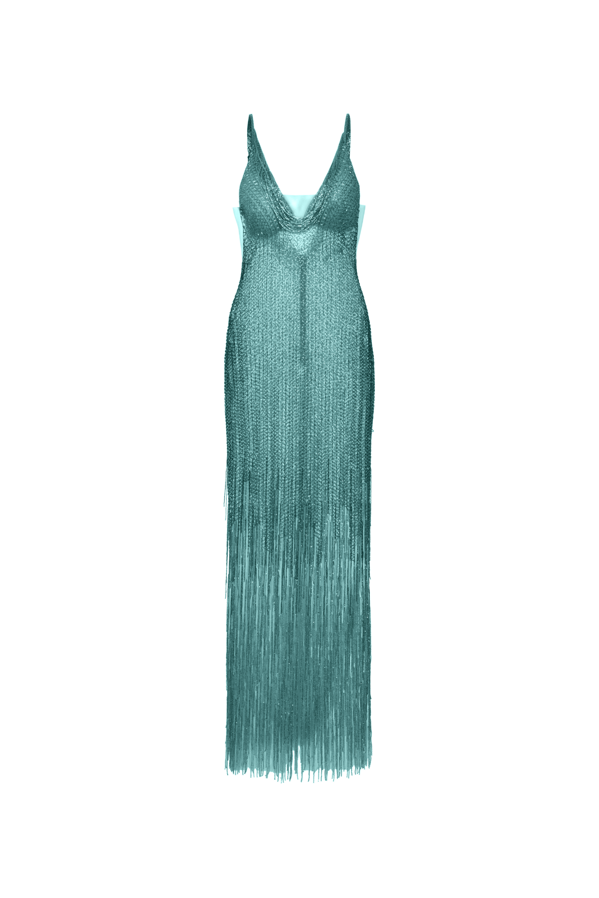 Vestido Longo Bordado Saia Franjas