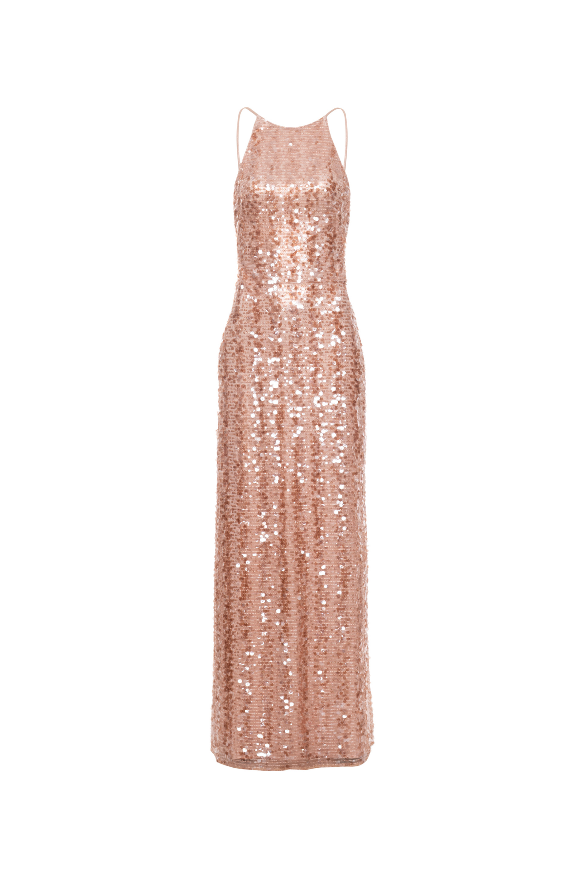 Vestido Longo Paetê Alças Finas