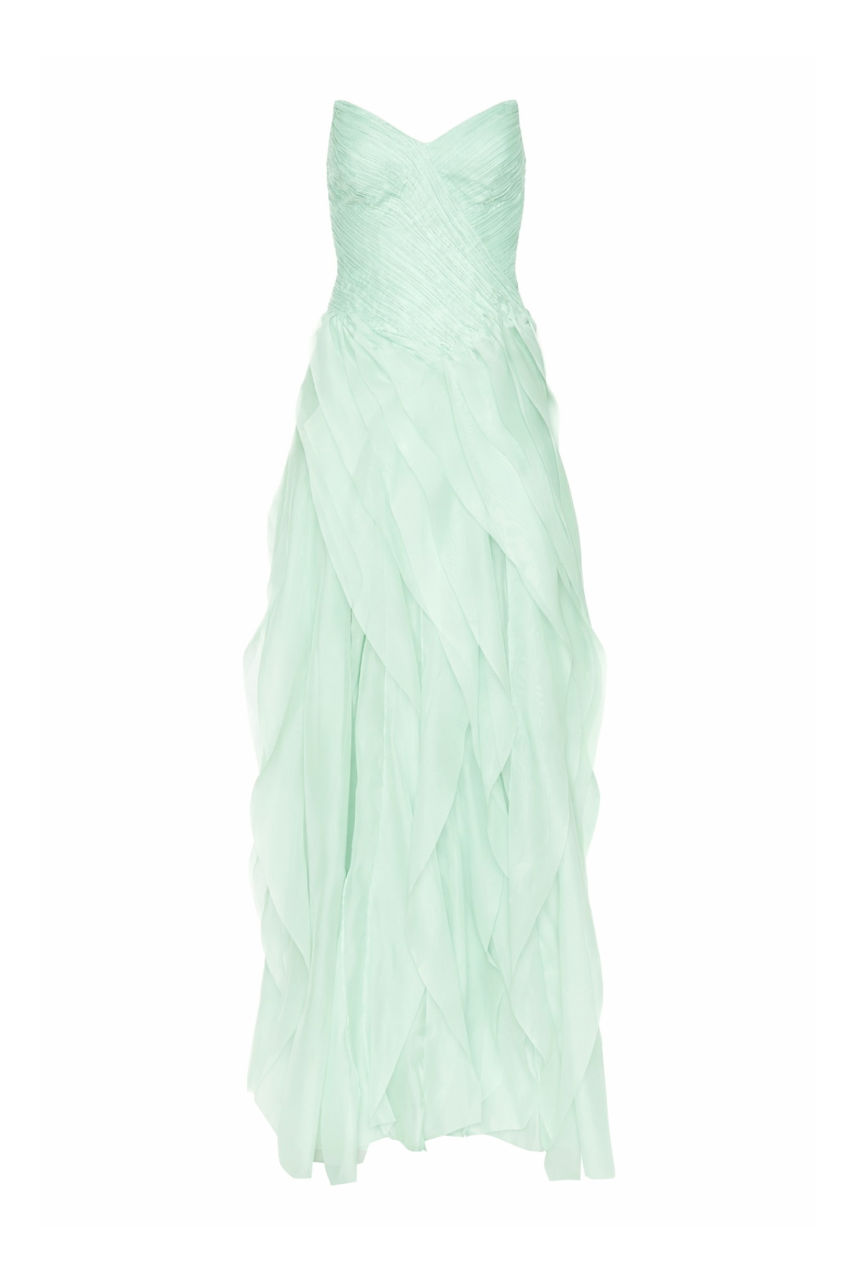 Vestido Longo Organza Sem Alças Drapeado