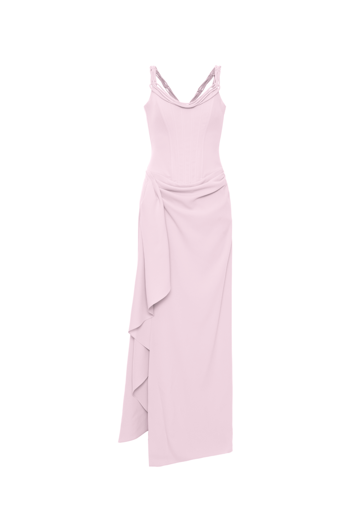 Vestido Longo Crepe Corpo Estruturado