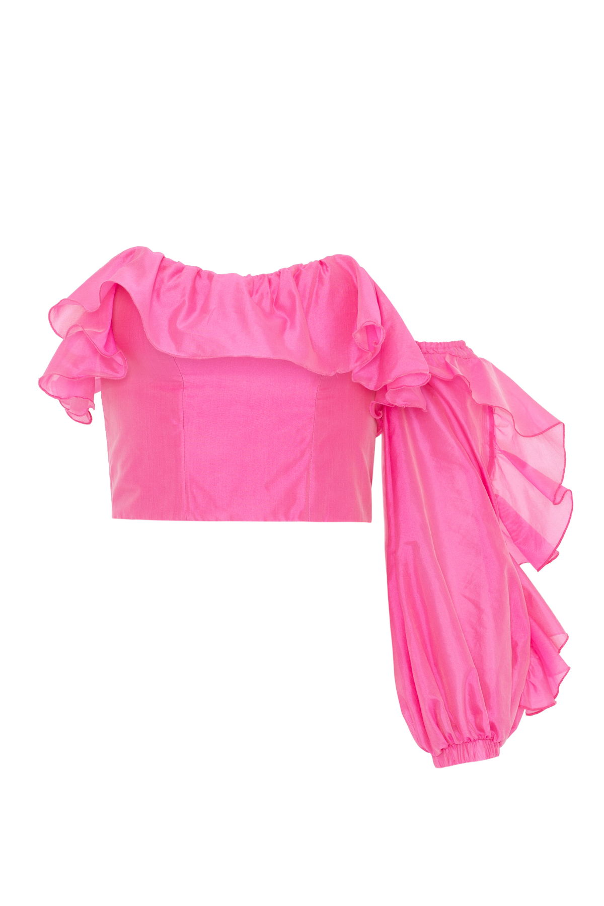 Blusa Ombro Só Em Organza De Seda