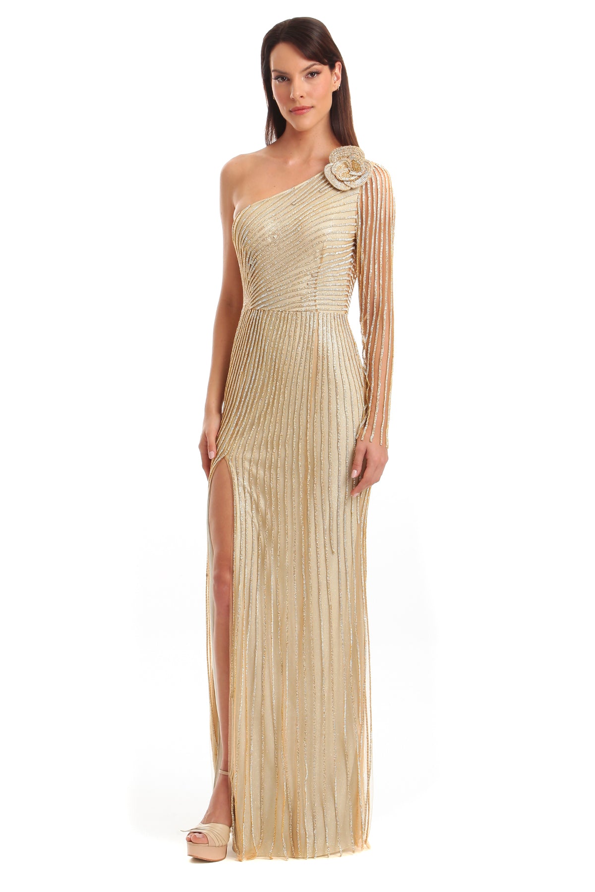 Vestido Strass Uma Manga Só