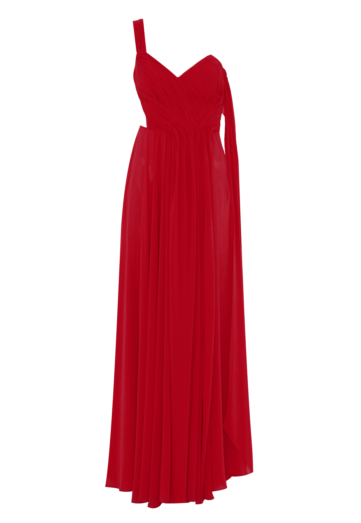 Vestido Longo Drapeado Ombro Único