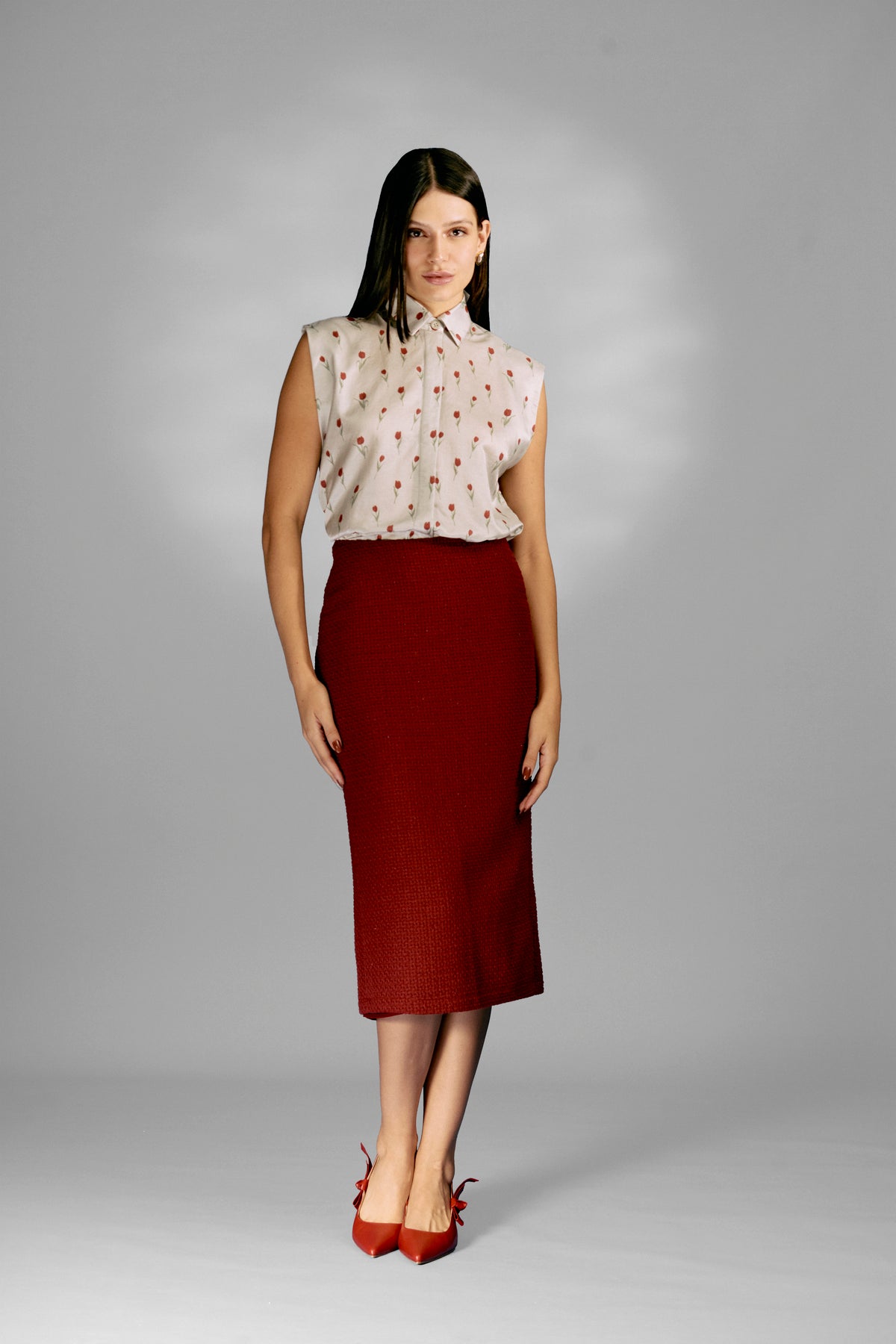 Saia Midi Lápis Tweed