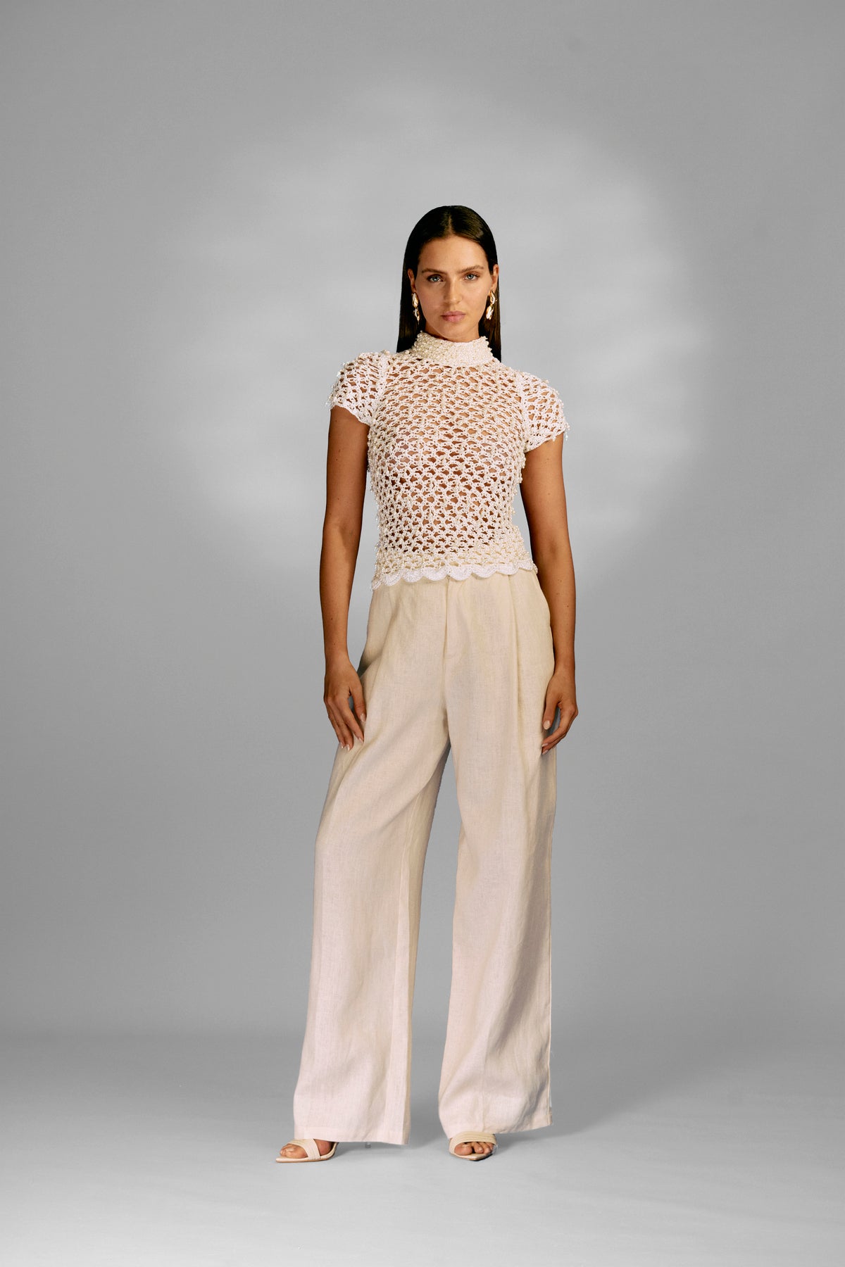 Blusa Crochê Manga Curta