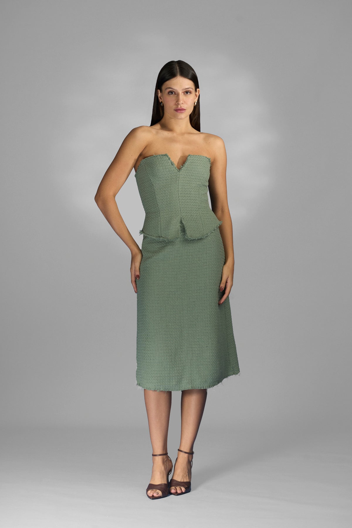 Saia Tweed Midi Evasê