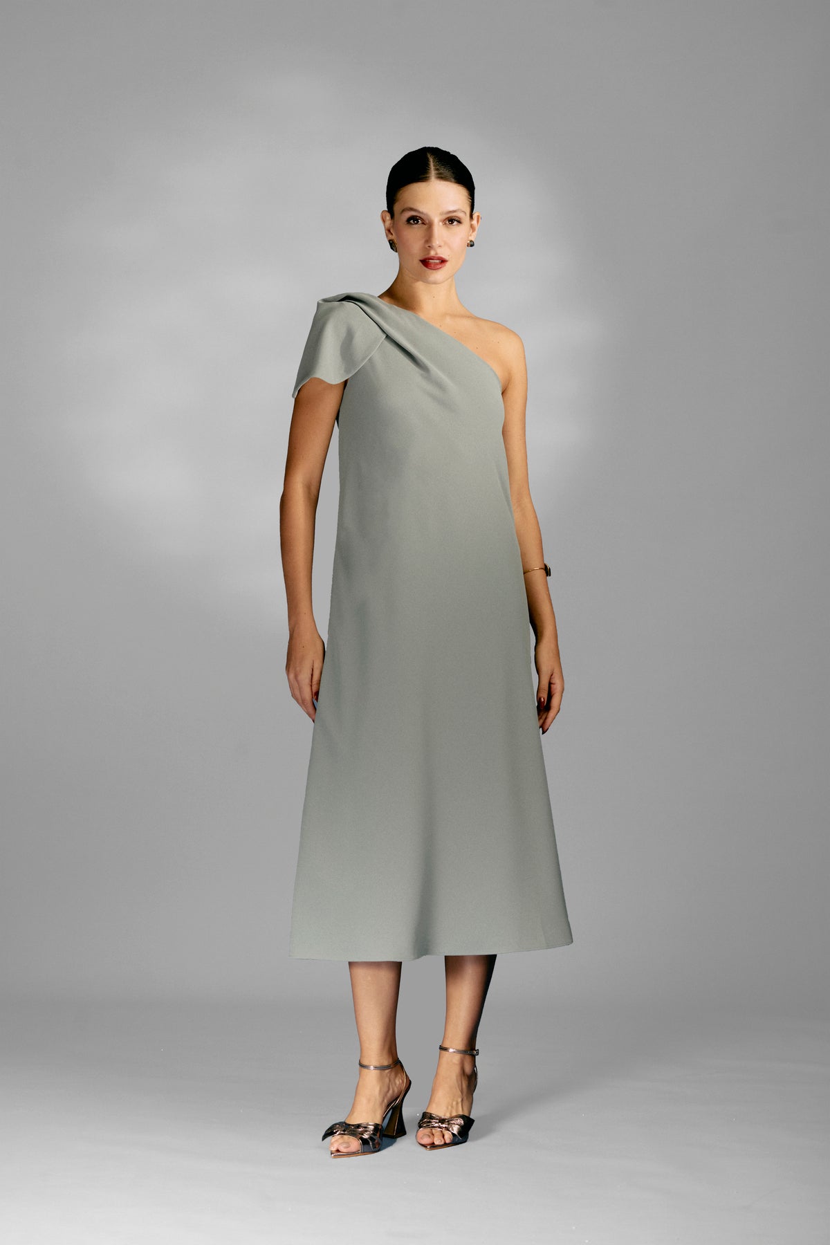 Vestido Ombro Único Viés