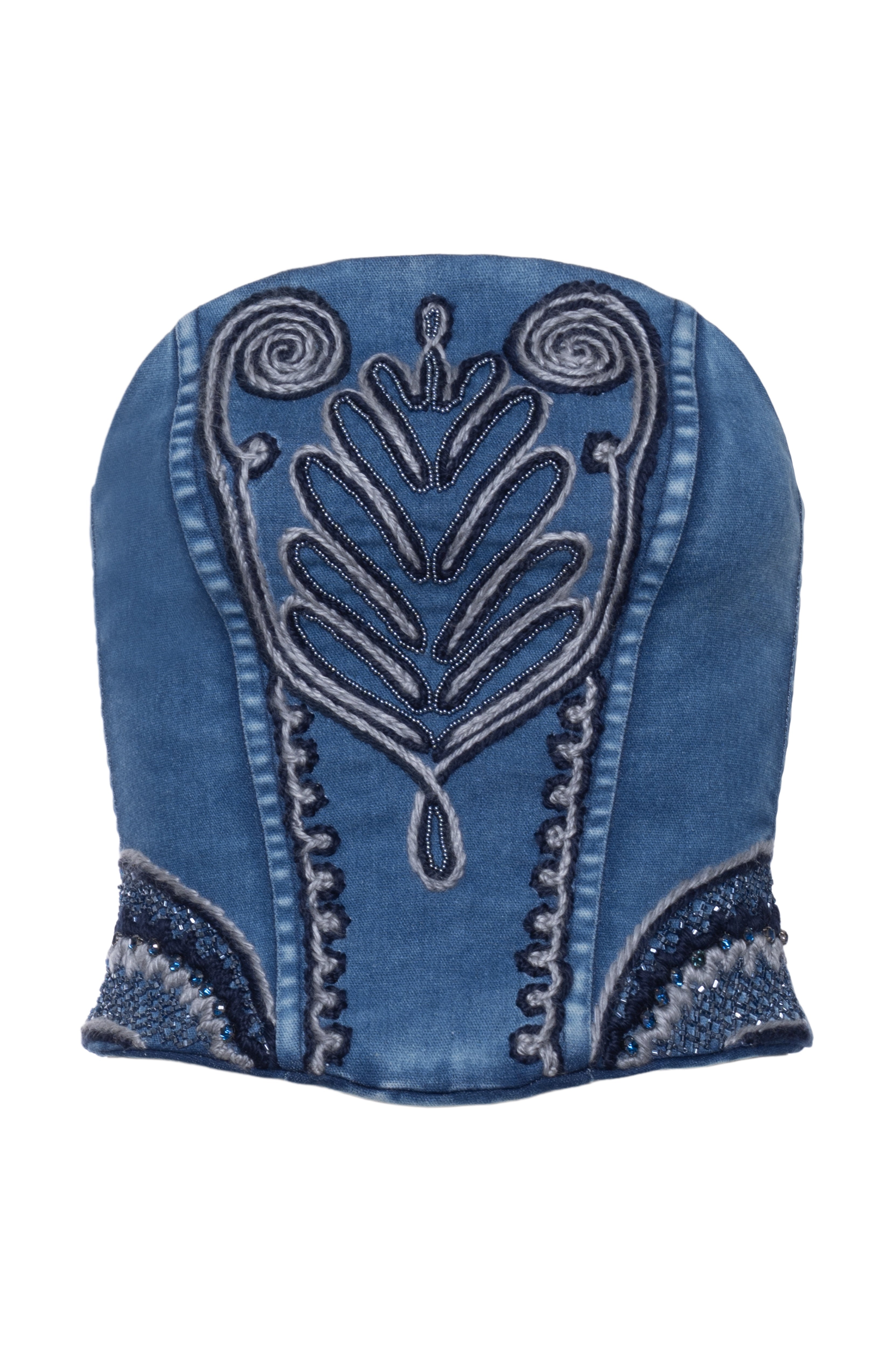 Corset Jeans Abaulado Bordado